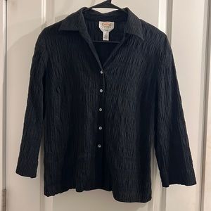 TALBOTS ruched button up short 3/4 sleeve - Jacquemus-like